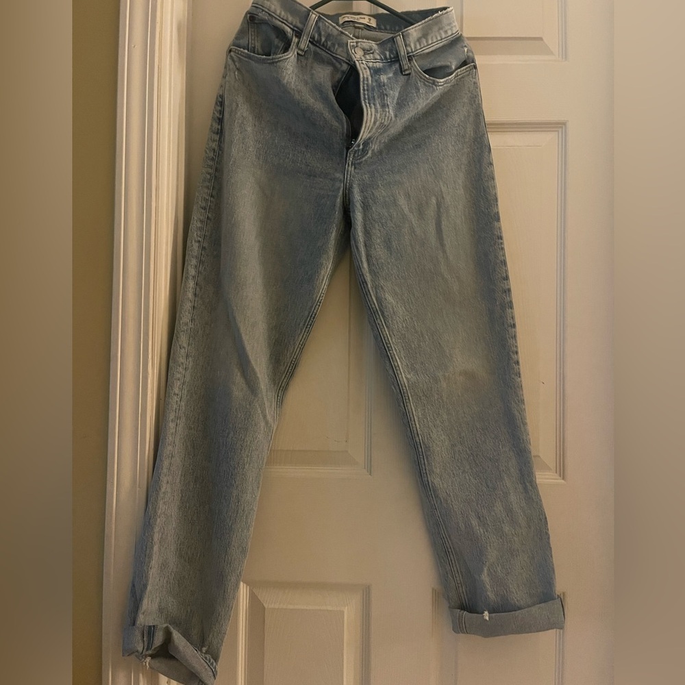 Abercrombie & Fitch Pale Blue High-Rise Straight Jeans